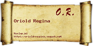 Oriold Regina névjegykártya